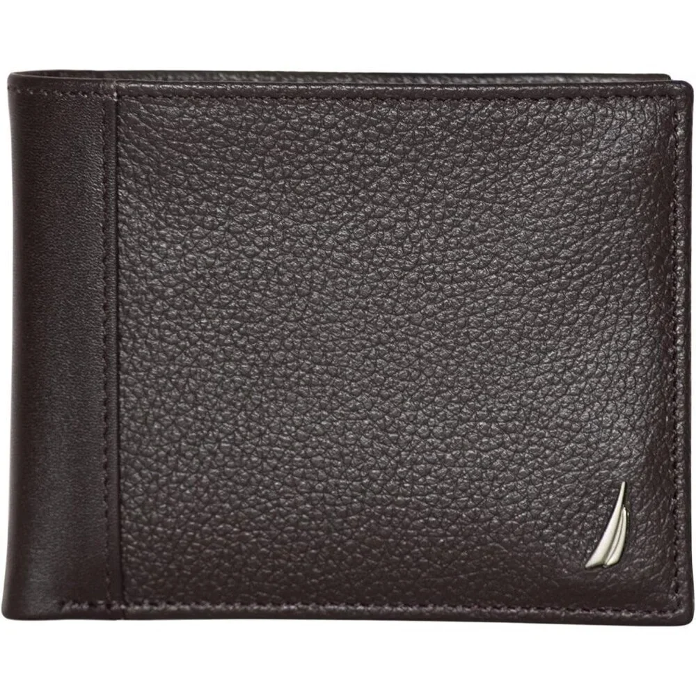 Men's J-Class - Brown Bifold Leather Wallet RFID Blocking ID Window Card Slots